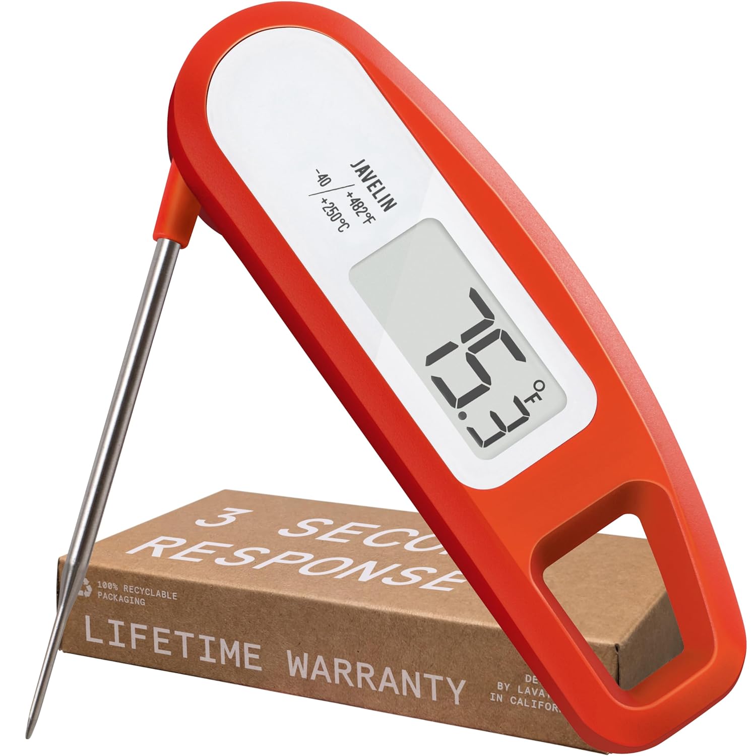 Lavatools Javelin® Ultra-Fast 2-Second Digital Instant Read Meat Thermometer for Grill and Cooking, 2.75