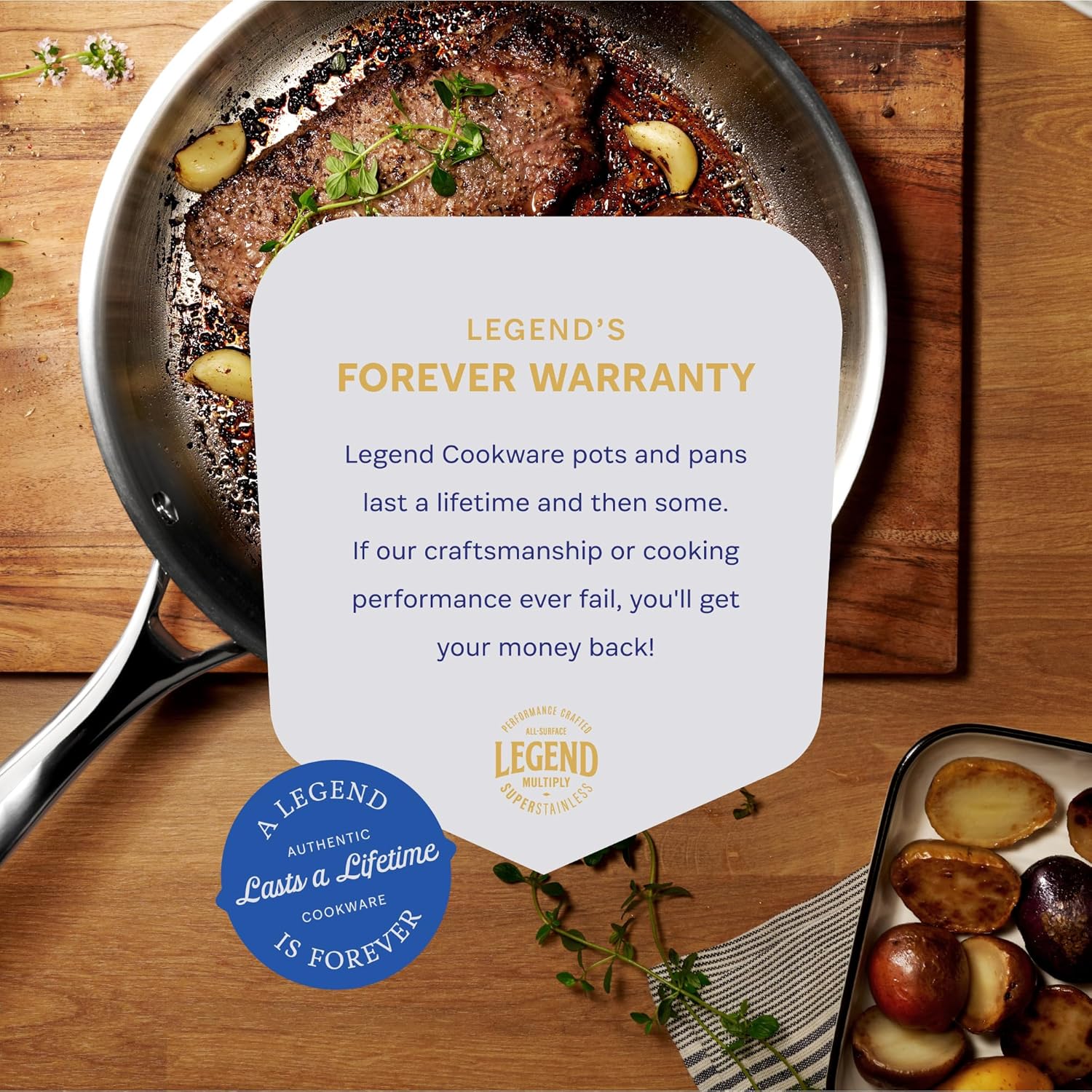 LEGEND COOKWARE Stainless Steel Cookware Set | 5 Ply, 14-Piece, Induction, Non-Toxic, Oven Safe | Best 18/8 Full Clad | Professional Kitchen Cooking, Heavy Chef Quality | PFOA, PTFE & PFOS Free