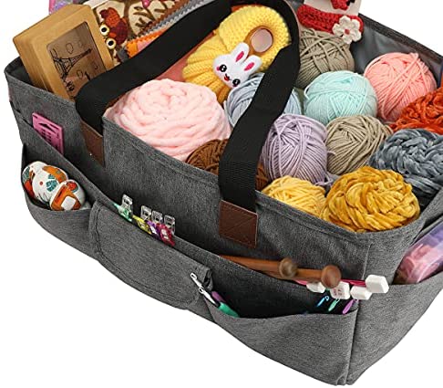 Sewing Handy Craft Bag for Art Scrapbooking and Office Supplies Organizer Sewing Storage for Sewing Accessories QZLKNIT Large Craft Organizer Tote Bag with Multiple Pockets Craft 