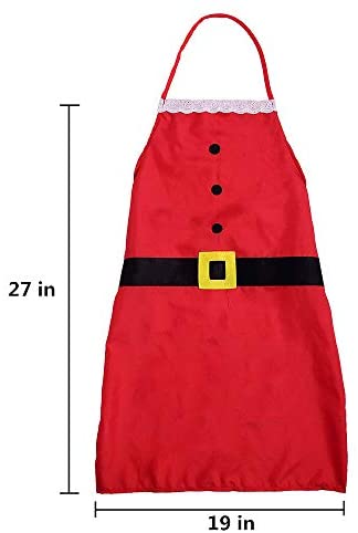 traderplus 3 Pcs Christmas Santa Red Kitchen Apron for Adult 