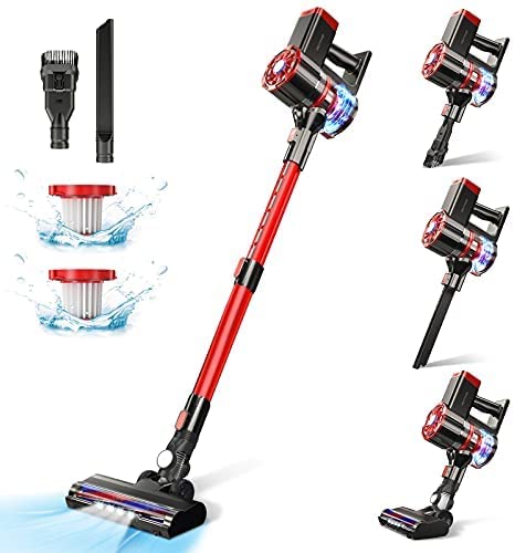 Cordless Vacuum Cleaner, 180W Powerful Suction Stick Vacuum with 35min Long Runtime Detachable Battery, 4 in 1 Lightweight Quiet Vacuum Cleaner Perfect for Hardwood Floor Pet Hair: Home & Kitchen