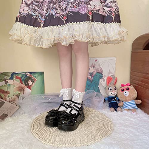 Details about   Women Cute Bow Girls Flats Ankle Strap Mary Janes Uniform Round Toe Lolita Shoes 