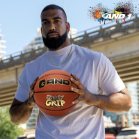 AND1 Street Grip Premium Composite Leather Basketball & Pump- Official Size 7 (29.5”) Streetball, Made for Indoor and Outdoor Basketball Games