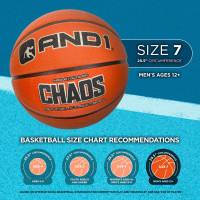 AND1 Street Grip Premium Composite Leather Basketball & Pump- Official Size 7 (29.5”) Streetball, Made for Indoor and Outdoor Basketball Games