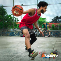 AND1 Street Grip Premium Composite Leather Basketball & Pump- Official Size 7 (29.5”) Streetball, Made for Indoor and Outdoor Basketball Games