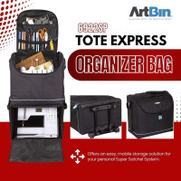 ArtBin 6922SP Tote Express Rolling Portable Art Craft & Sewing Storage Organizer Bag with Wheels-Fits Sewing Machine, 0, Black/Aqua