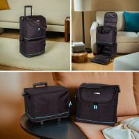 ArtBin 6922SP Tote Express Rolling Portable Art Craft & Sewing Storage Organizer Bag with Wheels-Fits Sewing Machine, 0, Black/Aqua