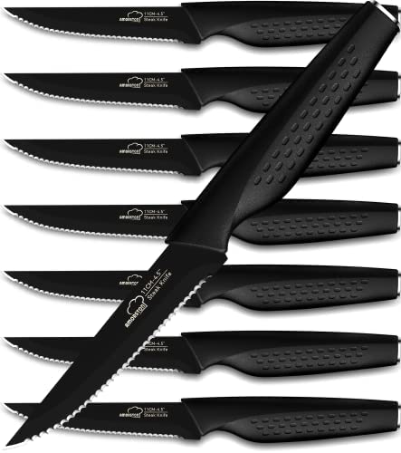 Numola 6 Pieces Black Professional Chef Knife Set, BBQ Meat Knives for  Cooking, Forged Kitchen Knife with High Carbon Stainless Steel Cutlery