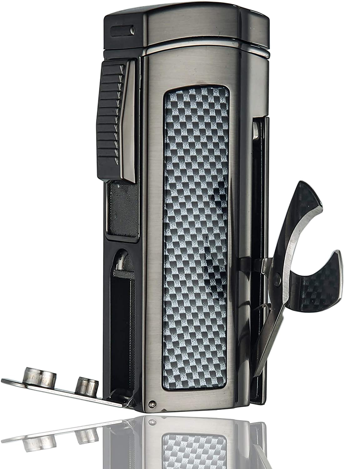 XIFEI Cigar Lighter Triple-Jet Flame, with Integrated Cigar Puncher and  Double-Blade Cigar Cutter