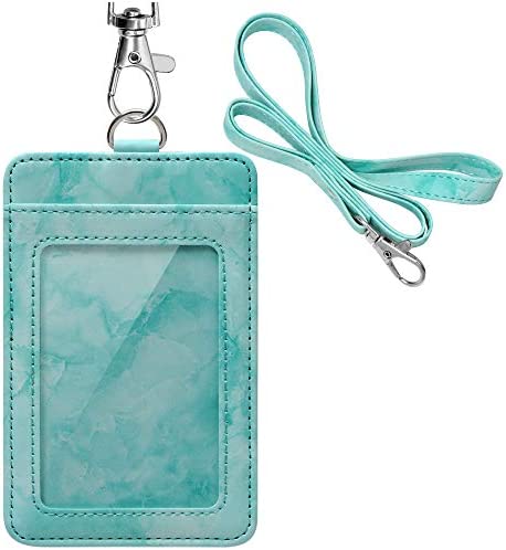 PU Leather ID Badge Holder, Life-Mate ID Badge Holder with 1 Clear