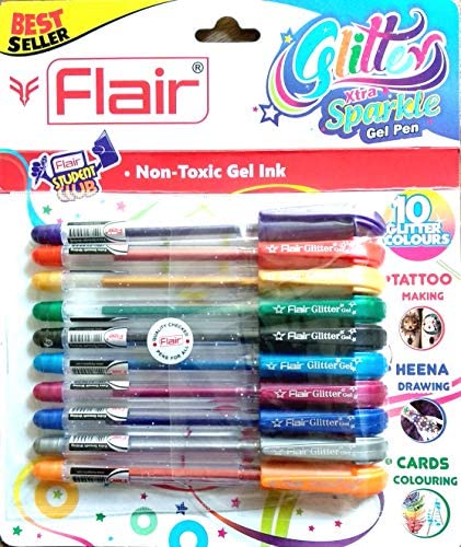 Glitter Gel Pens, 32-Color Neon Glitter Pens Fine Tip Art Markers Set –