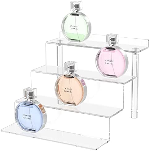 Acrylic Risers Display Shelf 9 Perfume Organizer 4 Tier For