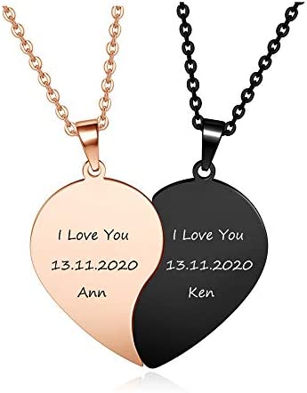 Honaer Magnetic Necklaces Magnet Heart Pendant Couple Necklace Matching Relationship Mutual Attraction Jewelry for Women Men