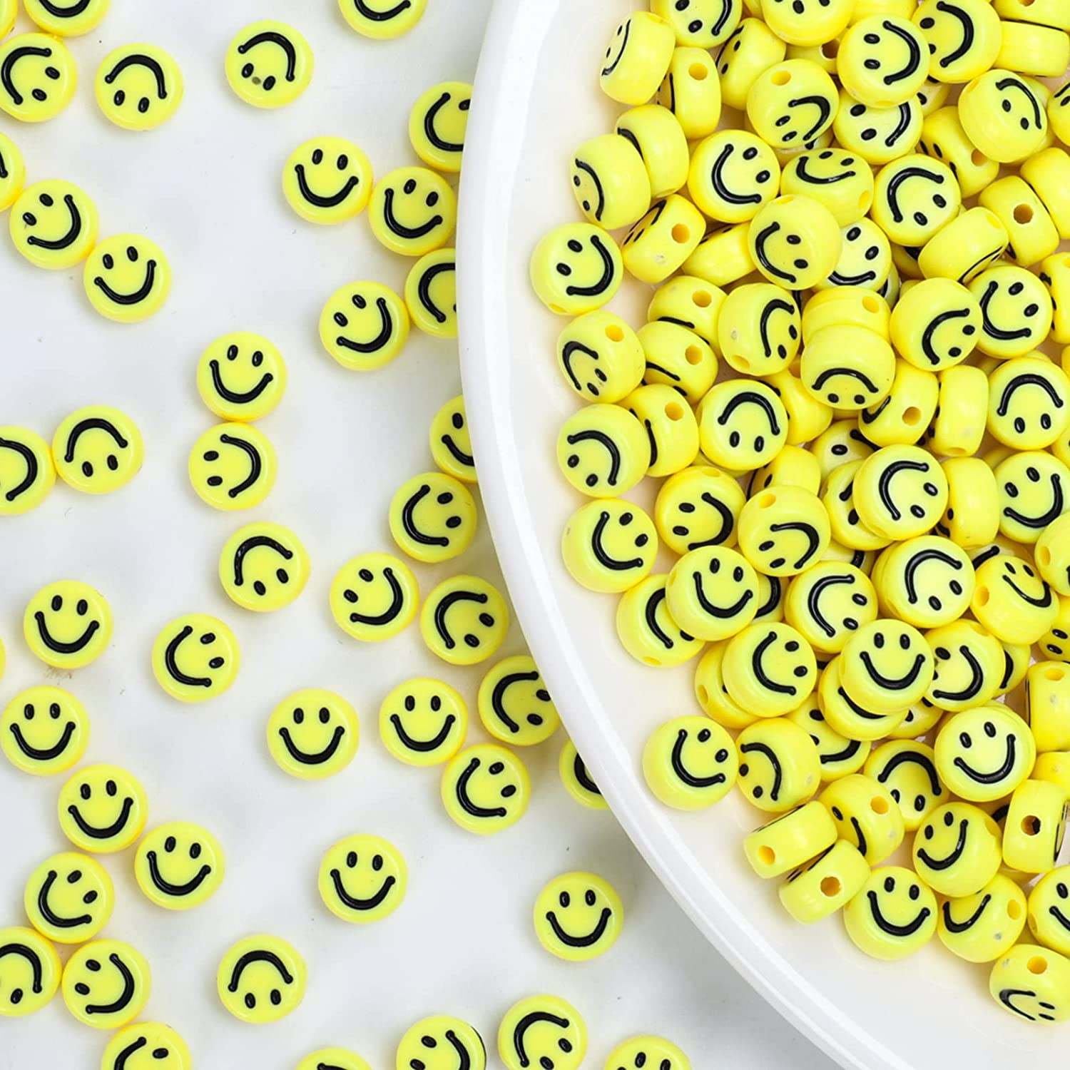 200pcs Mixed Fruit Spacer Beads Smiley Face Beads Color Polymer