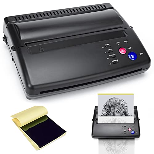 QIKIZAXE Wireless Tattoo Transfer Printer, with 10pcs Tattoo Stencil Paper,  Portable Tattoo Stencil Machine Rechargeable Thermal Copier Machine