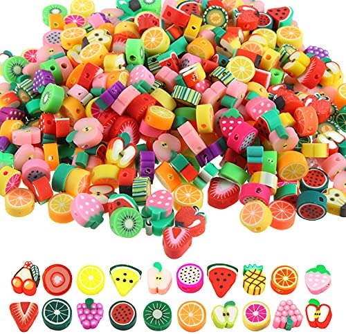 200pcs Mixed Fruit Spacer Beads Smiley Face Beads Color Polymer Clay Beads  and 600Pcs Colorful Polymer Clay Beads. for DIY Jewelry Bracelet Earring  Necklace Craft Making Supplies.