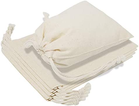  (12 Pack) 1 Dozen - Durable Cotton Drawstring Tote Bags  (White)
