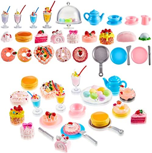 33 Pieces Miniature Fast Food Toy Miniature Pretend Food Play Toys  Dollhouse Accessories Hamburger Fries Cake Milk Doll Food Kitchen Accessory  Toy for