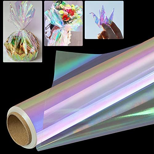 Iridescent Cellophane Iridescent Wrapping Paper Cellophane Wrap Roll With  Shreds Strands Wrap Confetti For Diy Wrapping Decoration Supplies (pink, 39