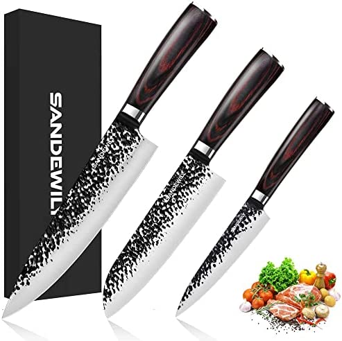 SHAN ZU Damascus Knife Set 3 PCS, Japanese Super Steel Damascus Kitchen  Knife Set, High Carbon Professional Ultra-Sharp Chef Knife Set with G10