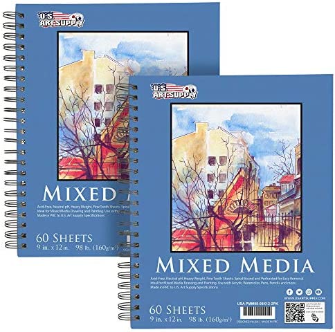 Arteza Sketchbook, Spiral-Bound Hardcover, Brown, 9x12, 200 Pages Drawing  Paper Each - 2 Pack 