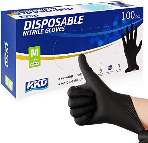 iChef Glove 100 Counts Food Service Food Handling Nitrile Gloves Black Powder Free (XL)