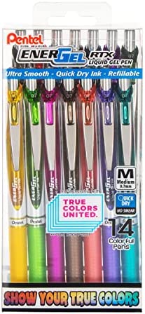 EnerGel Kuro Liquid Gel Pen, (0.7mm) Medium line, Assorted Ink, 24