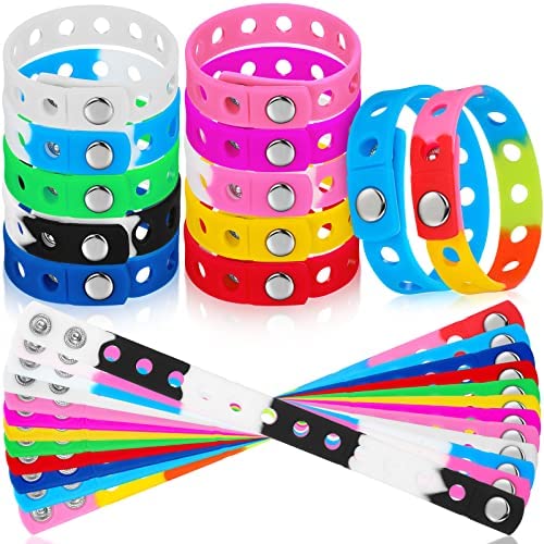 MTLEE 12 Pieces Silicone Charm Bracelets Kids Silicone Wristbands Adjustable Rubber Bracelets Colorful Cute Bracelets with Holes for Shoe Charm