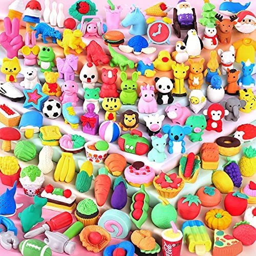 100 Pack Animal Erasers for Kids, Pets for Classroom, 3D Bulk Mini Puzzle  Pencil