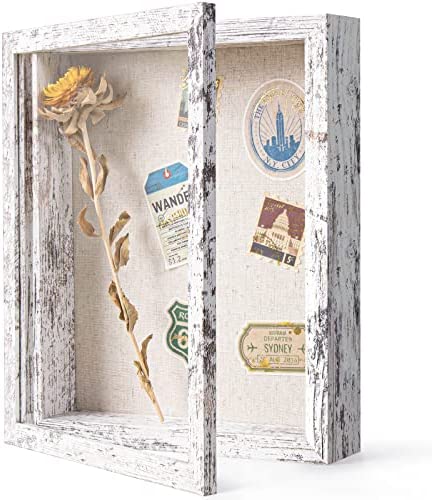 Shadow Box 13x16 Display Linen Background and 8 Stick Pins Solid Wood  Memory Box Display Case for Photo,Sports Memorabilia, Awards, Medals and