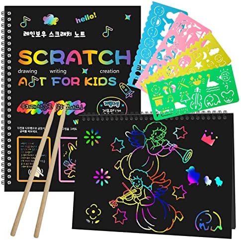 ZMLM Rainbow Scratch Mini Art Notes - 125 Magic Scratch Note Off Paper Pads Cards Sheets for Kids Black Scratch Note Arts Crafts DIY Party Favor