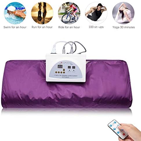 Uttiny Far Infrared Sauna Blanket, 70.8x31.4 Inches 110V 2 Zone Waterproof Detoxification Blanket with Safety Switch Used As Home Sauna for Body Shape Slimming Fitness (Purple) : Garden & Outdoor