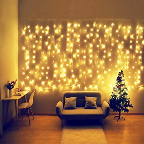 Fiee Curtain Lights,13ftx6.5ft Safety Window Curtain Icicle String Lights with Memory 30V 8 Modes for Christmas Wedding Party Family Patio Lawn Decoration(Warm White): Home & Kitchen