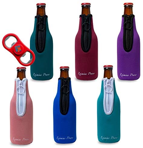 Eximius Power - Beer bottle Coolies with Extra thick 4mm Neoprene insulator -Pack of 6 in assorted color Sleeves (6 Pack - Bottle Coolies - Rose pink, Purple, Royal Blue, Burgundy, Aqua and Green): Kitchen & Dining