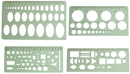 4PCS Plastic Green Measuring Templates Geometric Rulers for Office and School, Building formwork, Drawings Templates CSPRING: Health & Personal Care