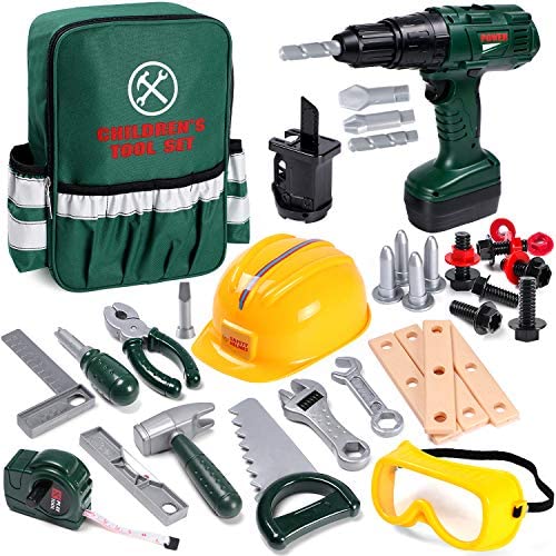 Toyssa Kids Tool Set 32 pcs Tools for Kids Construction Tools Set Kids Tool Kit for Toddlers Boys Ages 3 4 5 6 7 Years Old with Backbag: Toys & Games