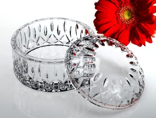 Studio Silversmith 43636 Round Crystal Jewel Box with Cover: Candy Dishes: Candy Dishes