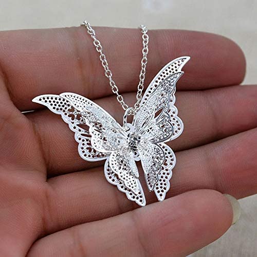 JESMING Silver Lovely Butterfly Pendant Necklace Jewelry for Women Girls Kids, Pendant Chain Necklace 20+2 inch Women Jewelry: Clothing