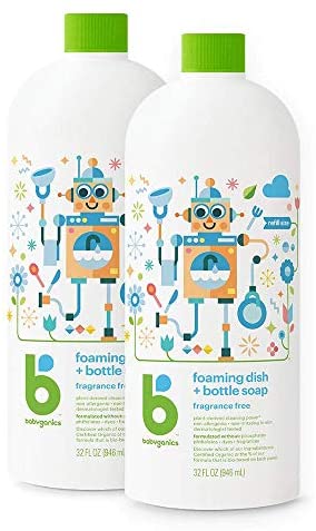 Babyganics Foaming Dish & Bottle Soap , Fragrance Free, 32oz, 2 Pack, Packaging May Vary: Health & Personal Care