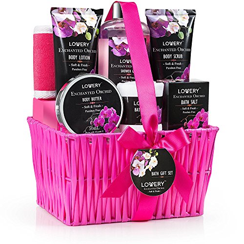 Gift Baskets for Women, Spa Gift Set for Her, Bath & Body Gifts for Women - Enchanted Orchid 9 Piece Set, Best Gift Ideas for Her, Great Wedding, Birthday & Anniversary Gift : Beauty