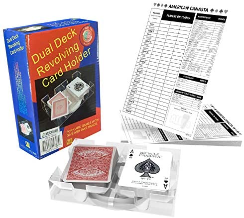 Canasta Bicycle Playing Cards Game Set That Includes 2 Deck of Canasta Cards with Point Values, a Revolving Tray Holder, and 50 Sheet Score Pad by All7s: Toys & Games