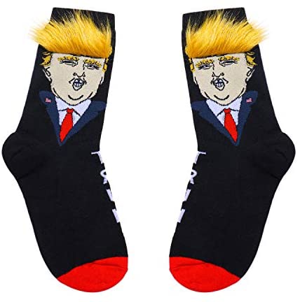 Trump Socks with Hair - Donald Trump Realistic Hair Gift Novelty Gifts Gag Gifts Funny Socks (StyleB 1Pair): Clothing