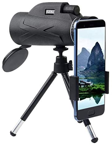 80x100mm Portable Super Telephoto Zoom Monocular Telescope, Mini HD Phone Camera Lens Telescope with Phone Clip,Tripod (Free Size, Black A): Clothing