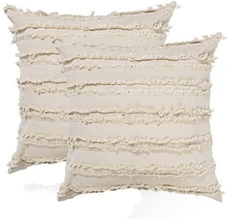 Boho Decorative Throw Pillow Covers, Cotton Linen Large Cushion Covers for Restaurant| Hotel| Party| Car| Office| Home| Outdoor Activities, 20 x 20 Inches, Pack of 2, Khaki: Home & Kitchen