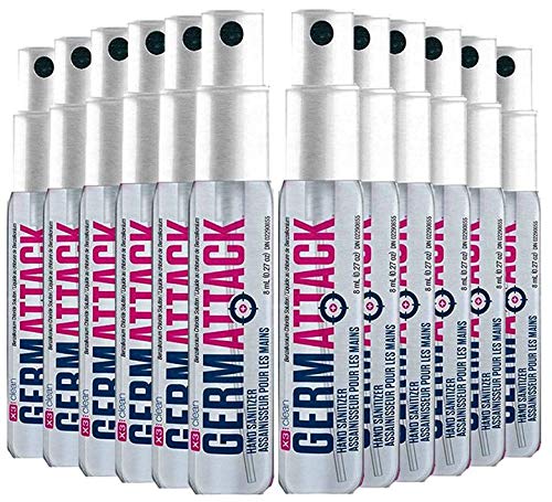 Germ Attack Hand Sanitizer Spray, Mini Travel Size Bottles, 8 ml Each, Alcohol Free, Fragrance Free (Pack Of 12) : Beauty
