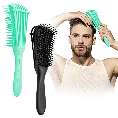 Detangling Brush, 2 Pcs Pain Free ez Detangler Hair Brushes Detangling Comb for Afro America/African Women Men Kids Nature Black Hair Textured 3a to 4c Kinky Wavy/Curly/Coily/Wet/Dry/Thick/Long Hair: Beauty