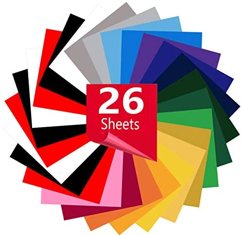 Heat Transfer Vinyl for T-Shirts 12in x10in 26 Sheets-Iron On Vinyl HTV Bundle