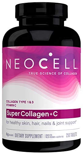 NeoCell Super Collagen with Vitamin C, 250 Collagen Pills, #1 Collagen Tablet Brand, Non-GMO, Grass Fed, Gluten Free, Collagen Peptides Types 1 & 3 for Hair, Skin, Nails & Joints (Packaging May Vary): Health & Personal Care