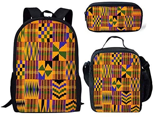 Salabomia African Tribal Ethnic Print Backpack Set 3 Pieces Lunchbox School Pencil Bag for Womens | Kids' Backpacks