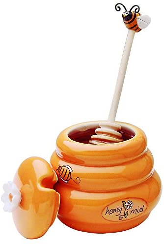 Joie Ceramic Beehive Honey Pot and Wooden Dipper, Mini: Honey Jars: Kitchen & Dining